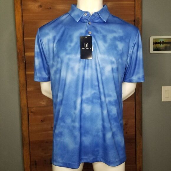 PGA Tour Blue Tie Dye Polo Shirt (size L) - Picture 1 of 10